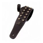 Correa Magma Tacha Redonda Nickel Cuero Negro Logo