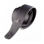 Correa Para Bajo Magma, Cuero Negro, Logo Metal