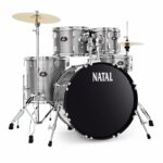 Batería Natal Dna5S 5 Cuerpos Platillos Fierros Gris Vetas