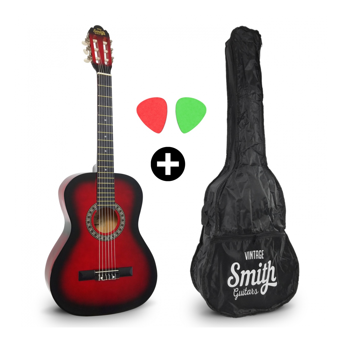 31604_4.jpg Guitarra Clásica Smith Roja Sunburstst Funda Incluida - Imagen 1