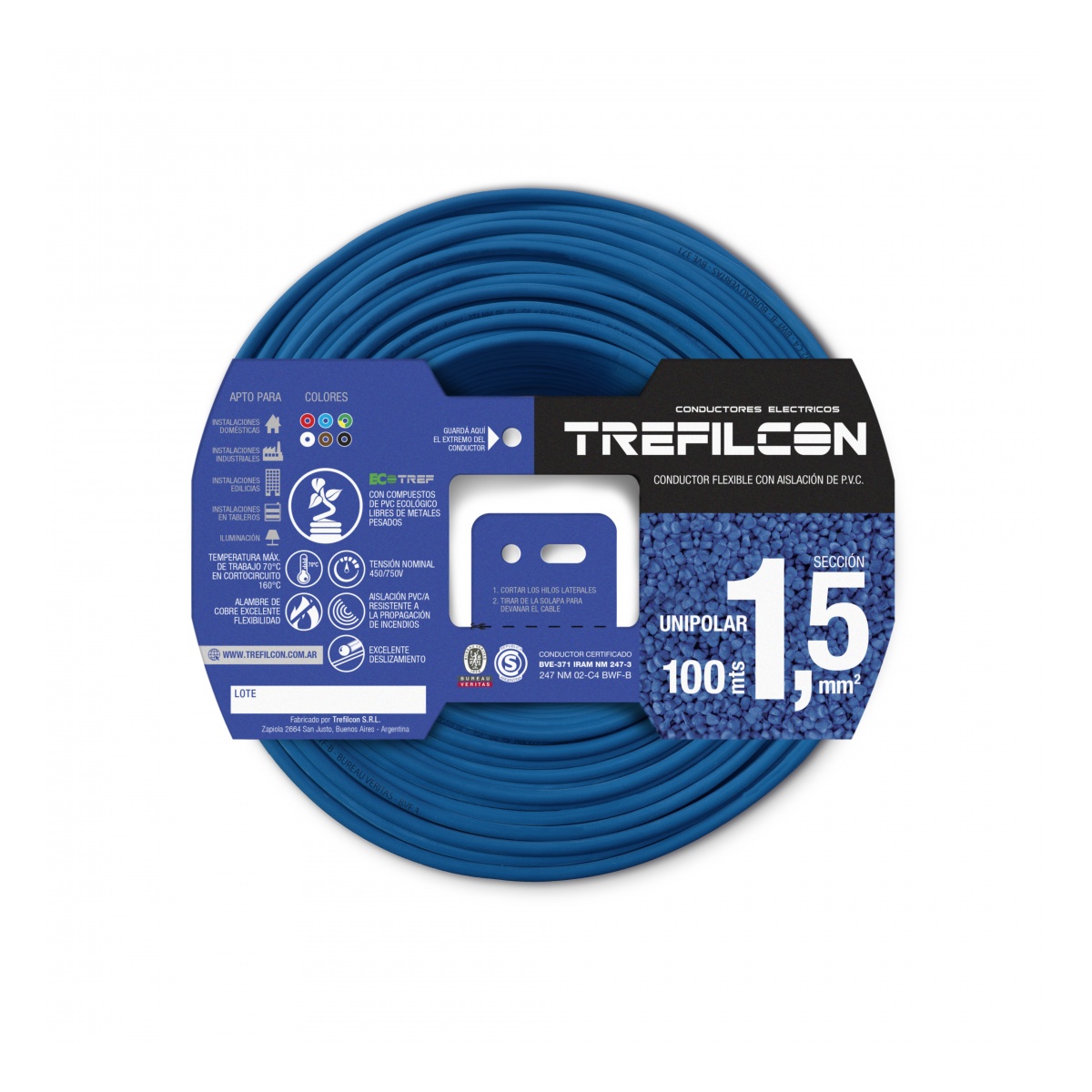 31686_4.jpg Cable 1X1.50 Mm Trefilcon Celeste - Imagen 1