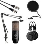 Microfono AKG P220 + auri AKG k52 + antipop + soporte + cable