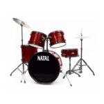Batería Natal Dna5S 5 Cuerpos Platillos Fierros Bordeaus Veteado