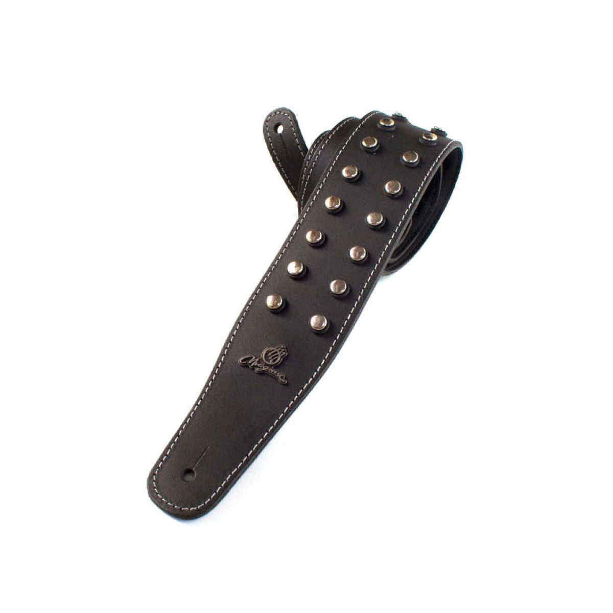 51185_4.jpg Correa Magma Tacha Boton Nickel Cuero Negro Logo - Imagen 1