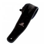 Correa Lisa Gamuza Negra Logo Metal Bajo