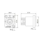 Ficha Chasis Powercon Blanco Hembra (Out) Roxtone Rac3Mpo - Imagen 5