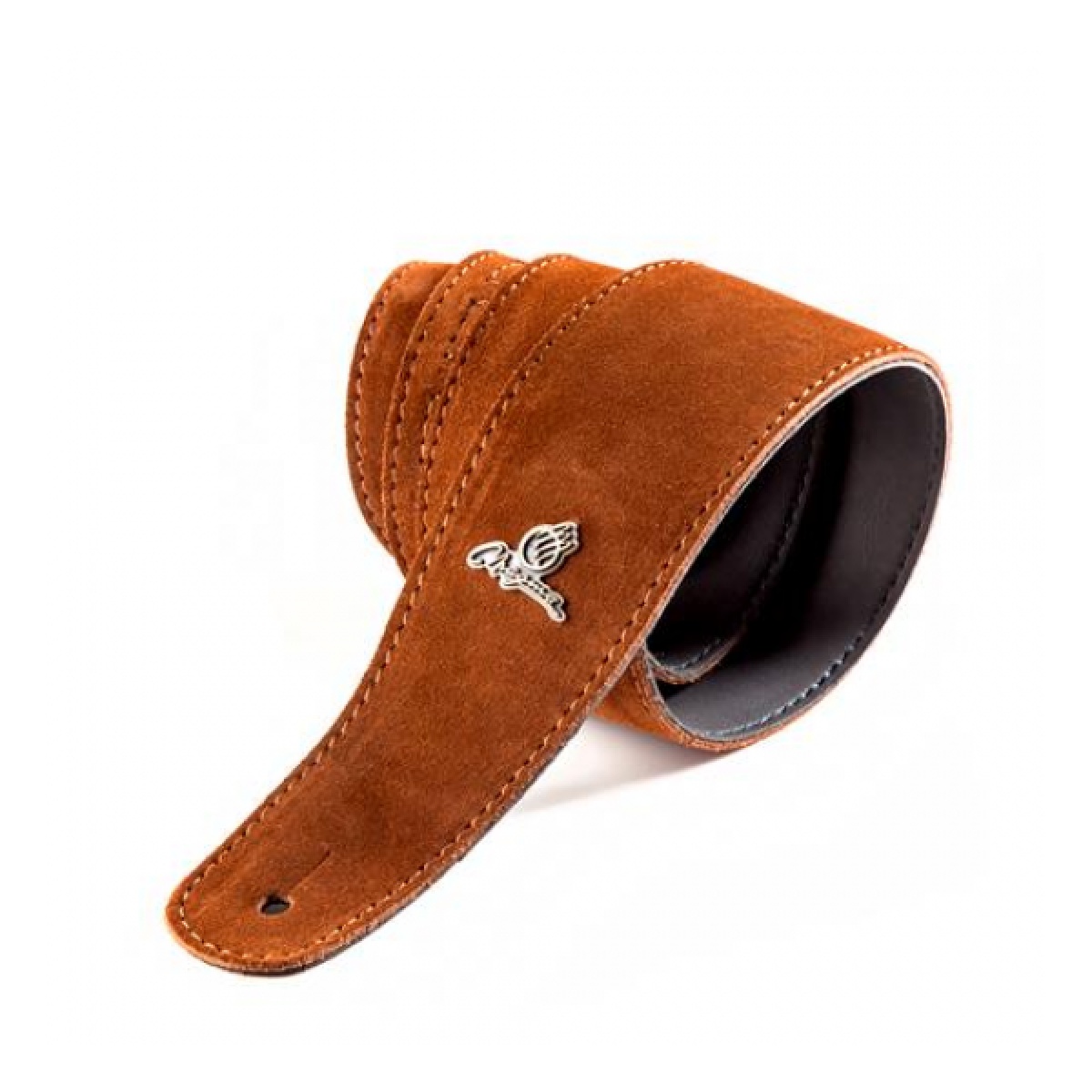 5415_4.jpg Correa Magma Lisa Gamuza Marrón Logo Metal - Imagen 1