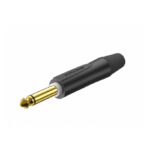 Ficha Conector Plug 6.5 Mono Roxtone PJ2X-BG-Pure, Negra, Contactos Chapados En Oro