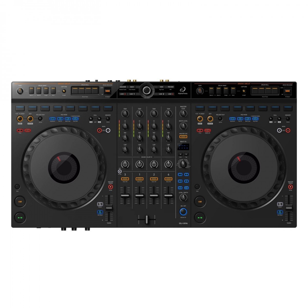 60267_4.jpg Controlador DJ AlphaTheta DDJ-GRV6, 4 Canales, Interfaz Integrada, USB-C, Rekordbox - Imagen 1