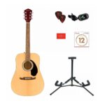 Pack Guitarra acústica Fender FA-125, Natural, Con Soporte, Afinador, Cuerdas Y Púas