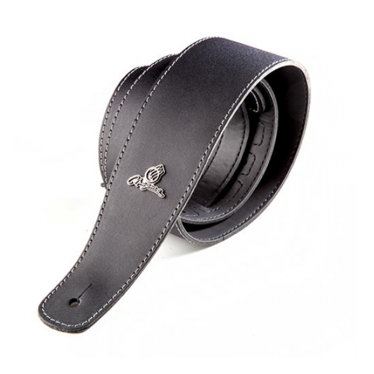 7758_4.jpg Correa Magma Forrada Cuero Negro Con Logo Metal - Imagen 1