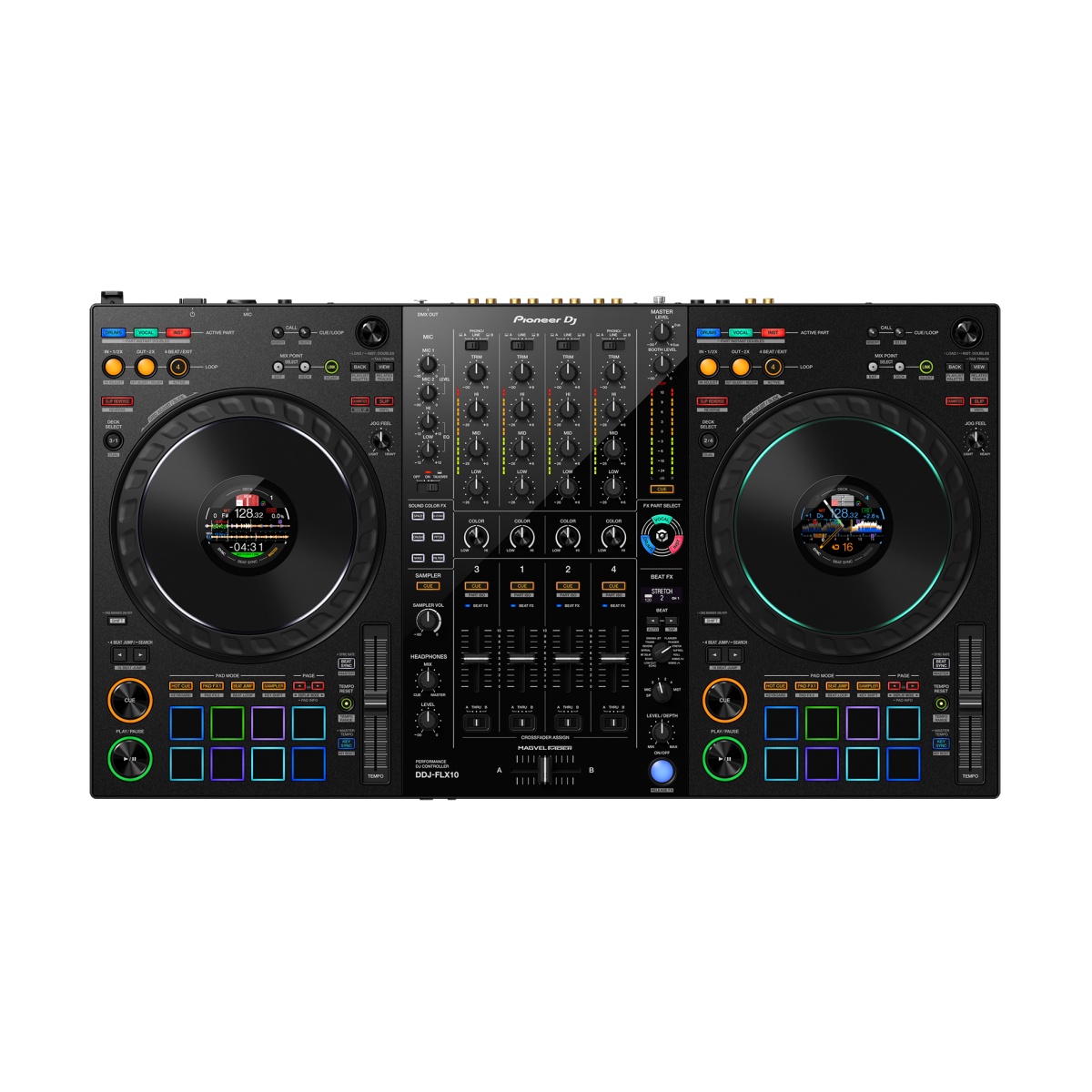 48877_4-1.jpg Controlador DJ Pioneer DDJ-FLX10, 4 Canales, Interfaz Integrada, Displays en Jog, Rekordbox - Imagen 1