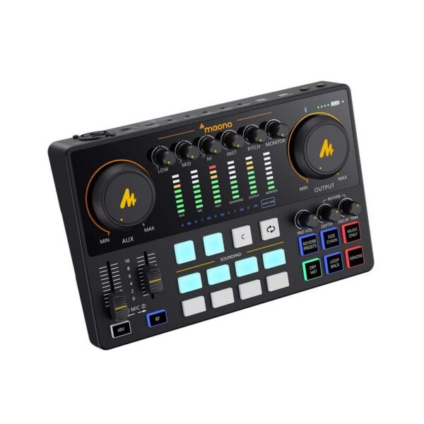 Consola Streaming Podcast Maono AME2 Interface Mixer Usb C